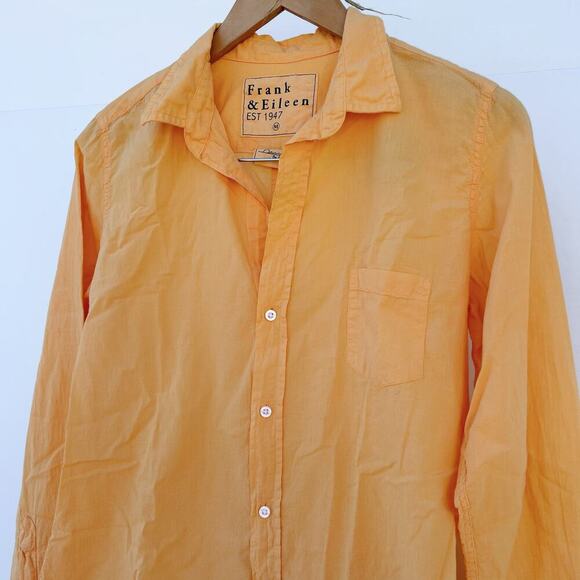 Frank & Eileen Barry Cotton Voile Button Down Honeysuckle Orange Medium - Picture 4 of 7